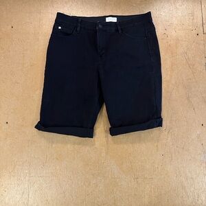 Black Jean Shorts Knee-Length Tailored